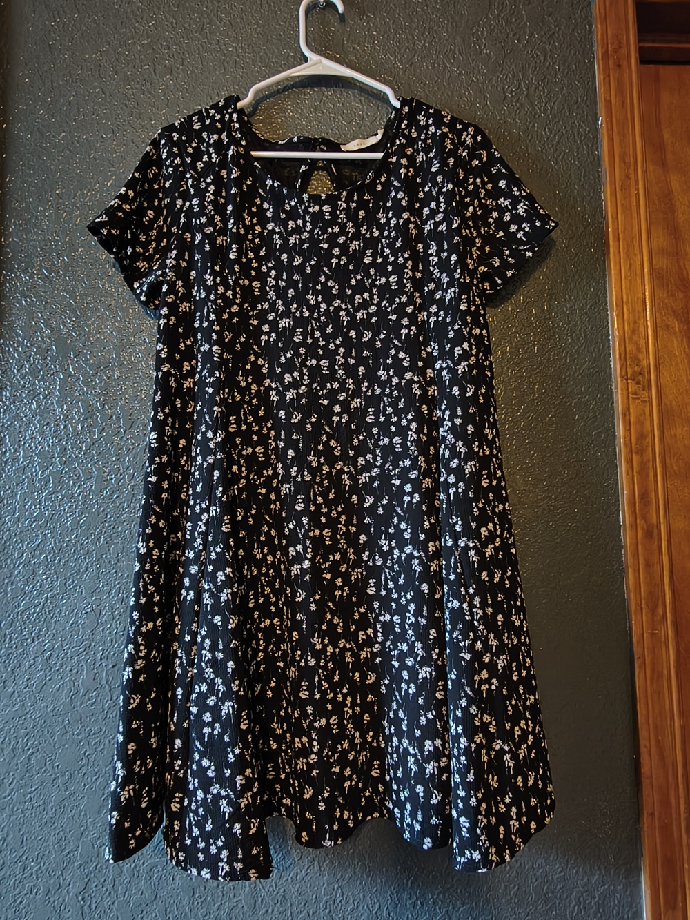 Lush Black Dress with White Floral Print